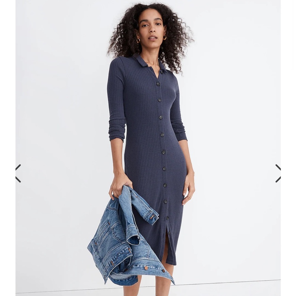 Petite Button Front Midi shirt dress
